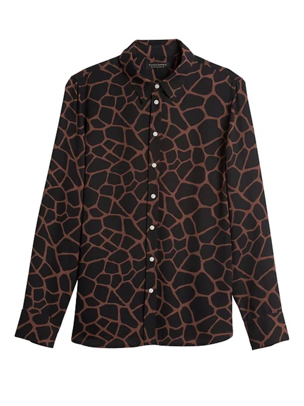 Banana Republic Black and Brown Giraffe-Print Button-Up